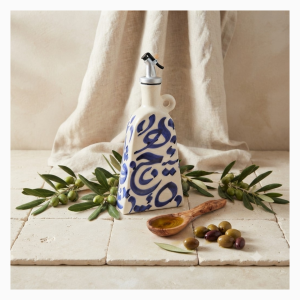 Bouteille à huile motif bleu – Grand modèle
