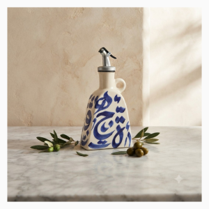 Bouteille à huile motif bleu – Modèle 2 PM
