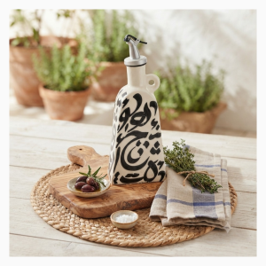 Bouteille à huile motif floral – Grand modèle