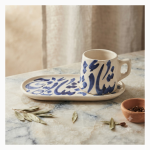 Set plat ovale & tasse – Collection Calligraphie