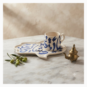 Set plat khomsa & tasse – Collection Calligraphie