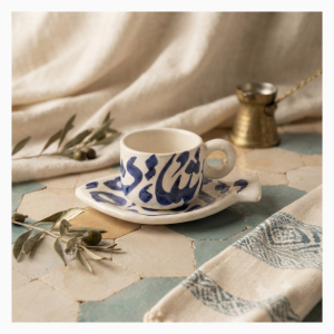 Duo tasse & sous-tasse poisson – Collection Calligraphie
