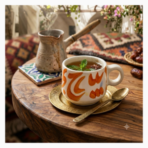 Tasse à lait motif rouge traditionnel